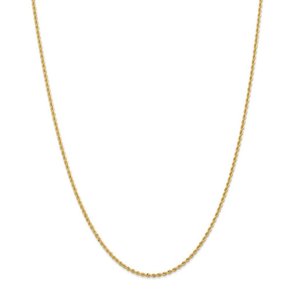 2mm, 14k Yellow Gold, Handmade Solid Rope Chain Necklace, 22 Inch - Picture 3 of 8